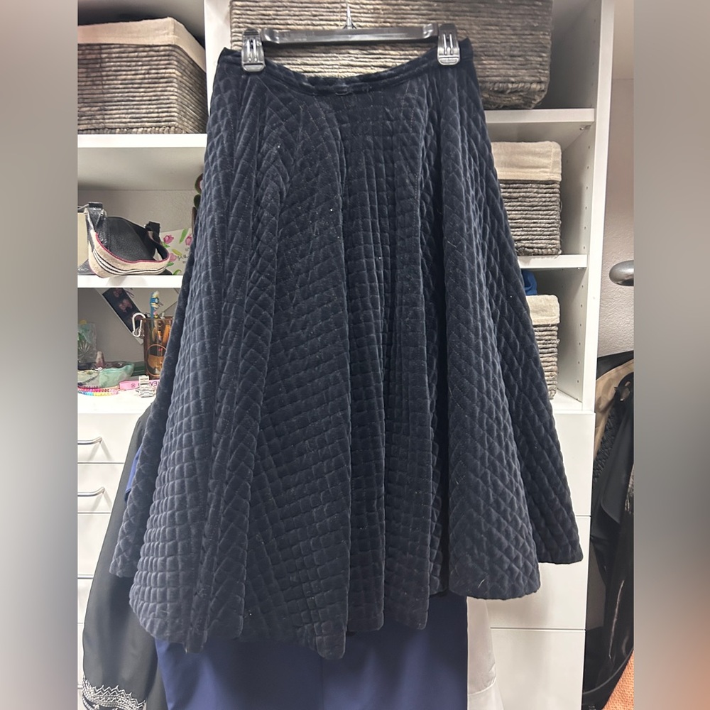 Elegant Navy Vintage Velvet Quilted Skirt